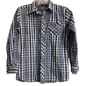 US POLO ASSN. Boys Blue & White Button Up Shirt Size 10/12